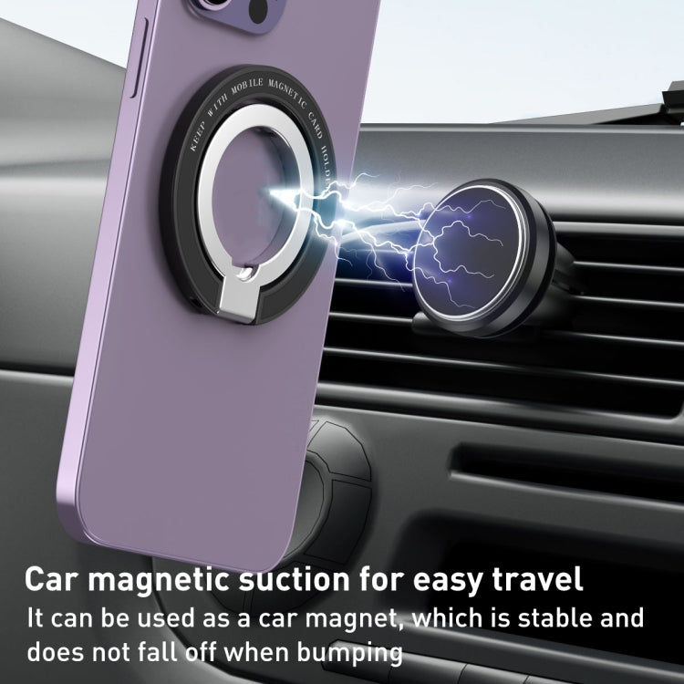 Car Magnetic Dual Axis Ring Phone Holder(Frosted Black)
