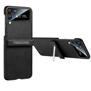 For Samsung Galaxy Z Flip3 5G SULADA Invisible Bracket Leather Back Cover Phone Case(Black)
