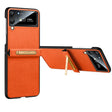 For Samsung Galaxy Z Flip3 5G SULADA Invisible Bracket Leather Back Cover Phone Case(Orange) - free shipping - PMC TechLife - Order now!