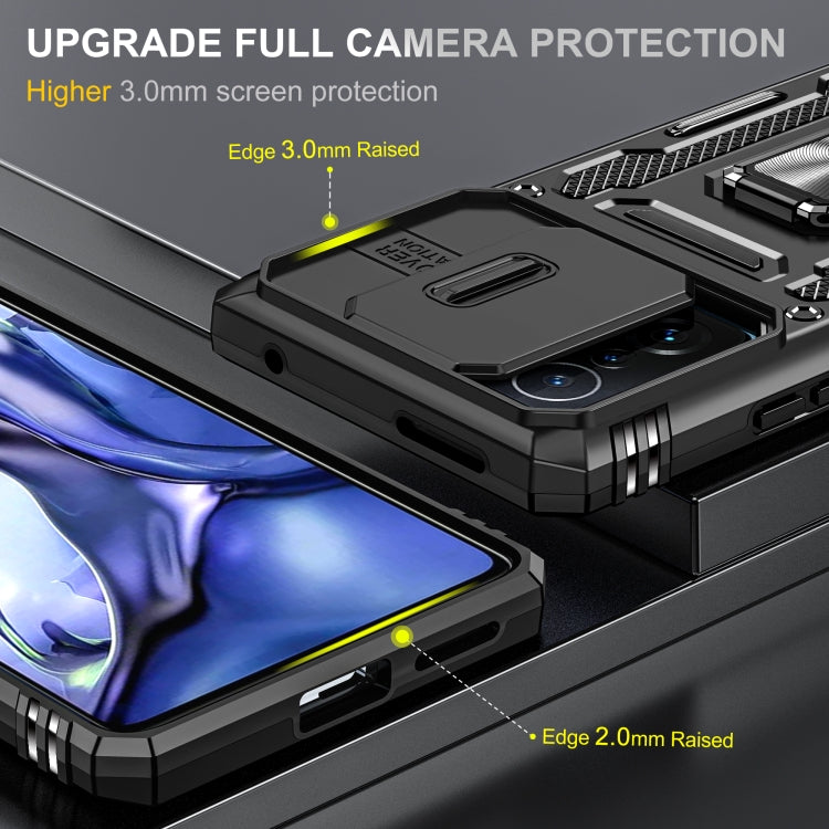 For Xiaomi 11T Armor PC + TPU Camera Shield Phone Case(Black)