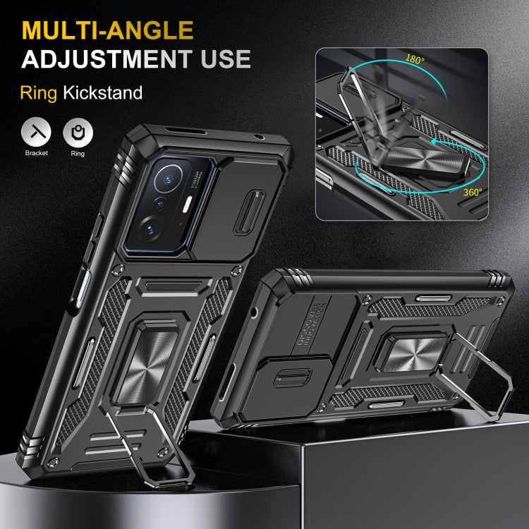 For Xiaomi 11T Armor PC + TPU Camera Shield Phone Case(Black)
