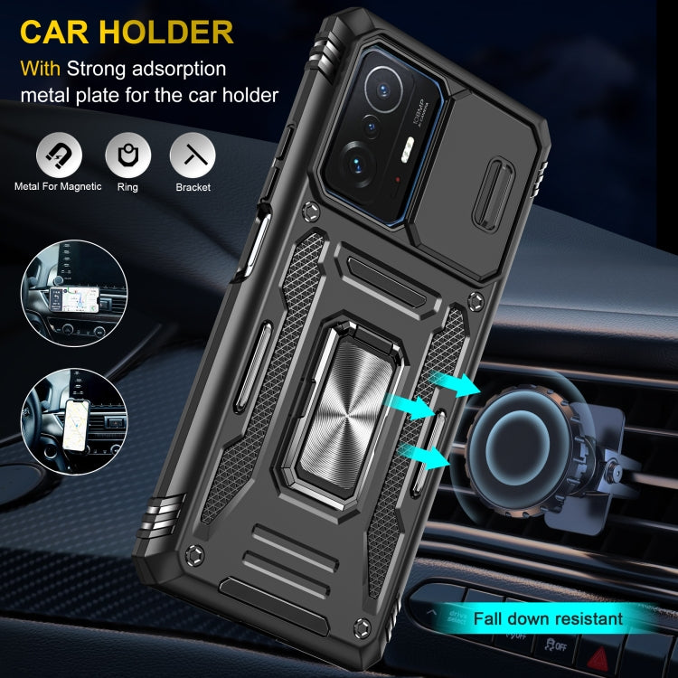 For Xiaomi 11T Armor PC + TPU Camera Shield Phone Case(Black)