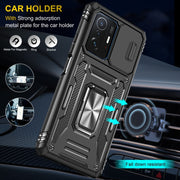 For Xiaomi 11T Armor PC + TPU Camera Shield Phone Case(Black)