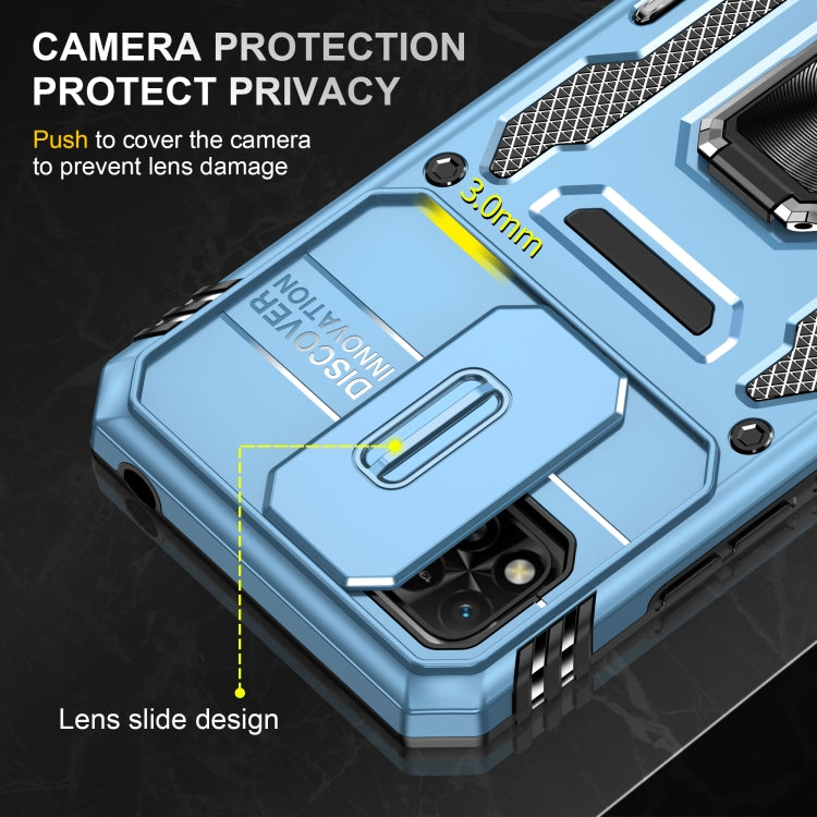 For Xiaomi Redmi 10C Armor PC + TPU Camera Shield Phone Case(Light Blue)