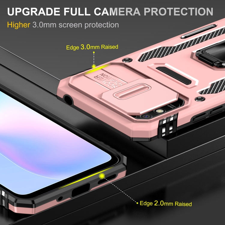 For Xiaomi Redmi 9A Armor PC + TPU Camera Shield Phone Case(Rose Gold)