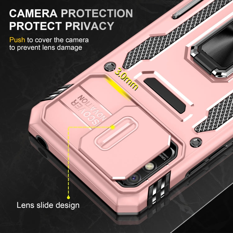 For Xiaomi Redmi 9A Armor PC + TPU Camera Shield Phone Case(Rose Gold)