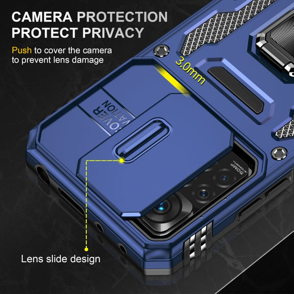 For Xiaomi Redmi Note 11 Pro Armor PC + TPU Camera Shield Phone Case(Navy Blue)