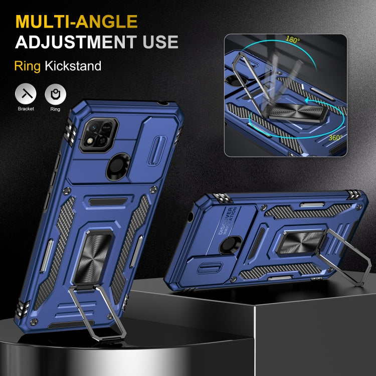 For Xiaomi Redmi 9C / 10A Armor PC + TPU Camera Shield Phone Case(Navy Blue)