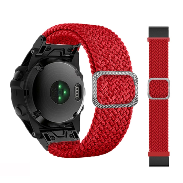 Compatible with Garmin Fenix 7 Adjustable Nylon Braided Elasticity Watch Band(Red)
