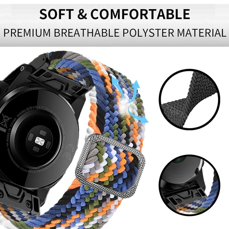 Compatible with Garmin Fenix 7 Adjustable Nylon Braided Elasticity Watch Band(Blue)