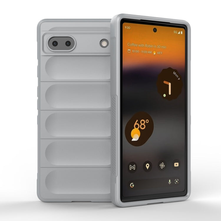 For Google Pixel 6a Magic Shield TPU + Flannel Phone Case(Grey)