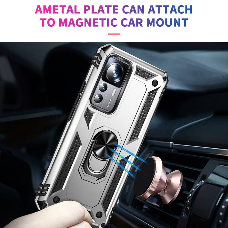 For Xiaomi 12T / 12T Pro Shockproof TPU + PC Phone Case with Holder(Silver)