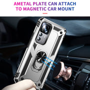 For Xiaomi 12T / 12T Pro Shockproof TPU + PC Phone Case with Holder(Silver)
