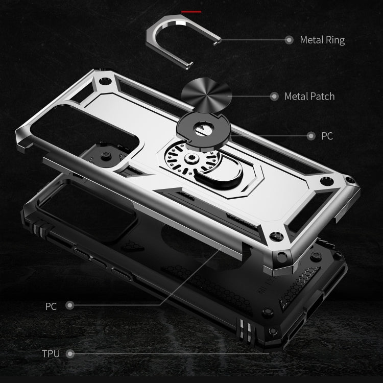 For Xiaomi 12T / 12T Pro Shockproof TPU + PC Phone Case with Holder(Silver)