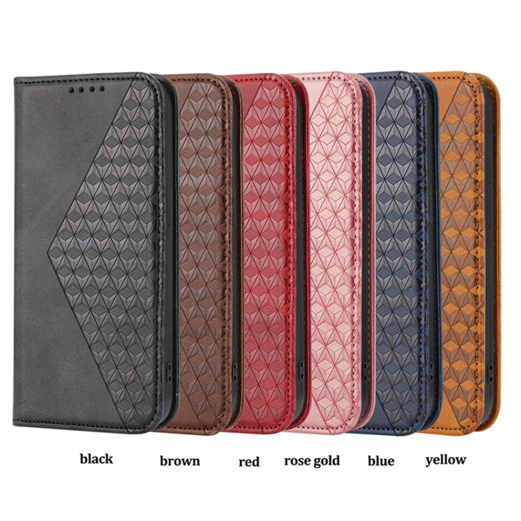 For Xiaomi 13 Cubic Grid Calf Texture Magnetic Leather Phone Case(Yellow)