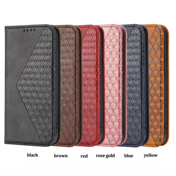 For Xiaomi 13 Cubic Grid Calf Texture Magnetic Leather Phone Case(Yellow)