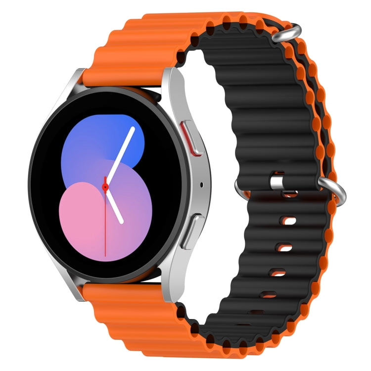 20mm Universal Ocean Style Silicone Two Color Watch Band(Orange Black)