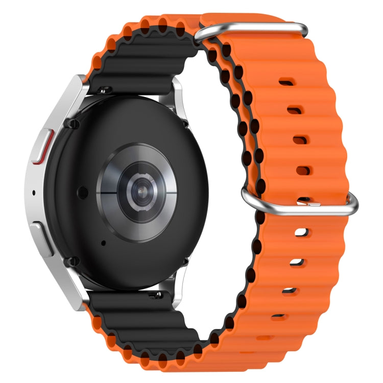 20mm Universal Ocean Style Silicone Two Color Watch Band(Orange Black)