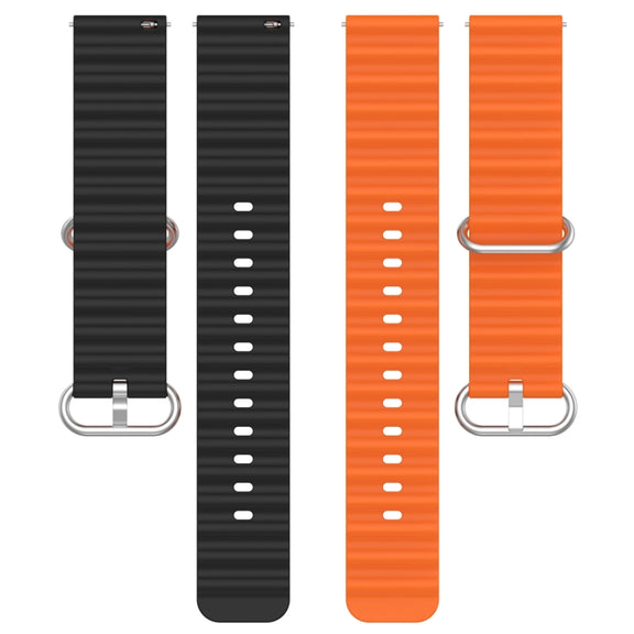20mm Universal Ocean Style Silicone Two Color Watch Band(Orange Black)