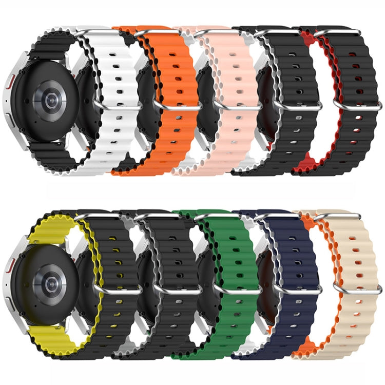 20mm Universal Ocean Style Silicone Two Color Watch Band(Orange Black)