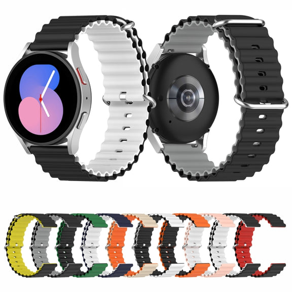 20mm Universal Ocean Style Silicone Two Color Watch Band(Orange Black)