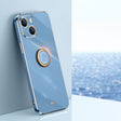 For iPhone 13 XINLI Straight Edge 6D Electroplate TPU Phone Case with Ring Holder(Celestial Blue) - free shipping - PMC TechLife - Order now!