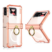 For Samsung Galaxy Z Flip4 GKK MagSafe Airbag Hinge Shockproof Phone Case with Ring Holder(Orange)