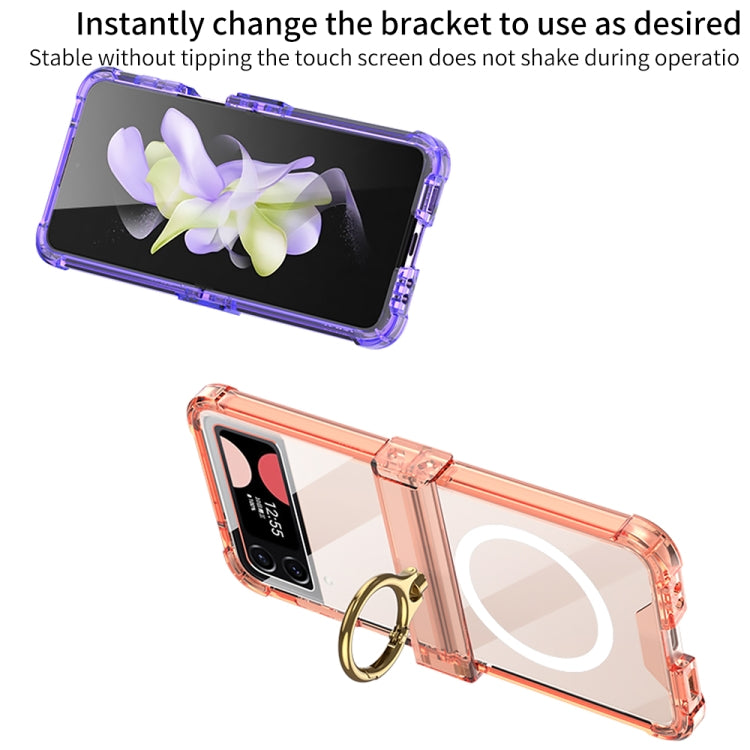 For Samsung Galaxy Z Flip4 GKK MagSafe Airbag Hinge Shockproof Phone Case with Ring Holder(Orange)