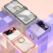 For Samsung Galaxy Z Flip4 GKK Airbag Hinge Shockproof Phone Case with Ring Holder(Purple)