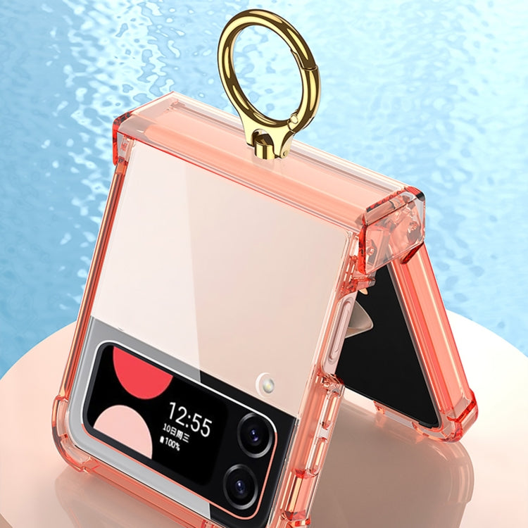 For Samsung Galaxy Z Flip4 GKK Airbag Hinge Shockproof Phone Case with Ring Holder(Purple)