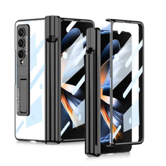 For Samsung Galaxy Z Fold4 GKK Magnetic Fold Hinge Shockproof Phone Case with Pen Slots(Black)