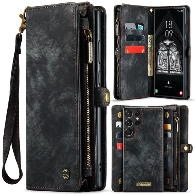 For Samsung Galaxy S23 Ultra 5G CaseMe 008 Detachable Multifunctional Leather Phone Case(Black)