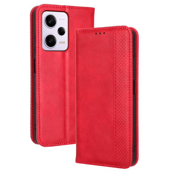 For Xiaomi Redmi Note 12 Pro+ Global Magnetic Buckle Retro Texture Leather Phone Case(Red)