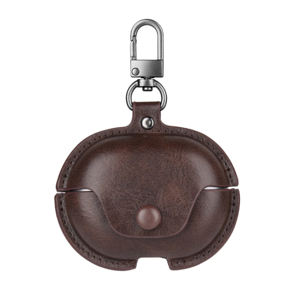 For Huawei FreeBuds Pro 2 Business Leather Earphone Protective Case with Hook(Dark Brown)