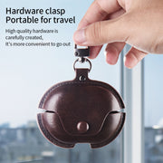 For Huawei FreeBuds Pro 2 Business Leather Earphone Protective Case with Hook(Light Brown)