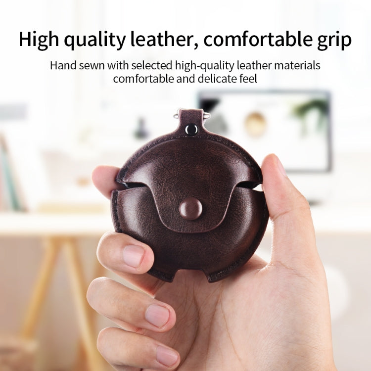 For Huawei FreeBuds 4i / 5i Business Leather Earphone Protective Case with Hook(Light Brown)
