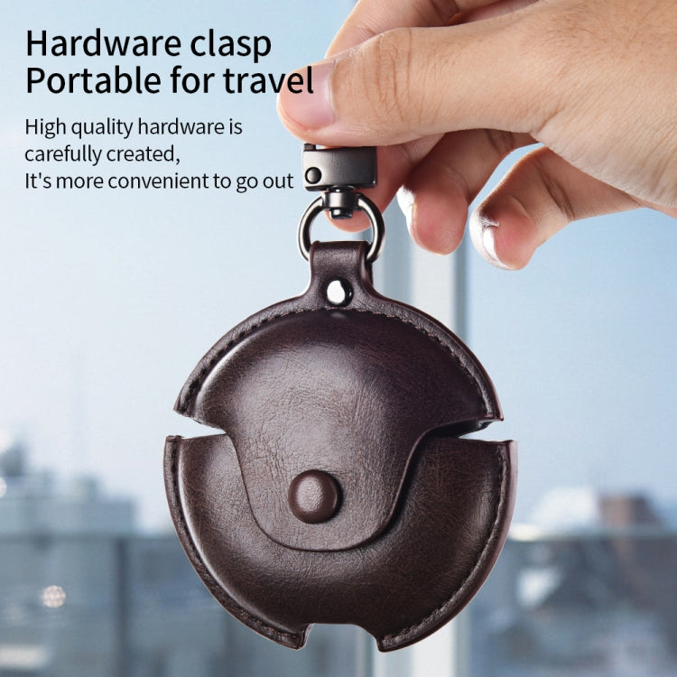 For Huawei FreeBuds 4i / 5i Business Leather Earphone Protective Case with Hook(Light Brown)