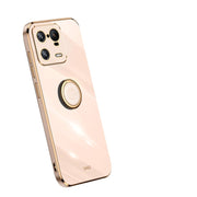 For Xiaomi 13 Pro XINLI Straight Edge 6D Electroplate TPU Phone Case with Ring Holder(Pink)