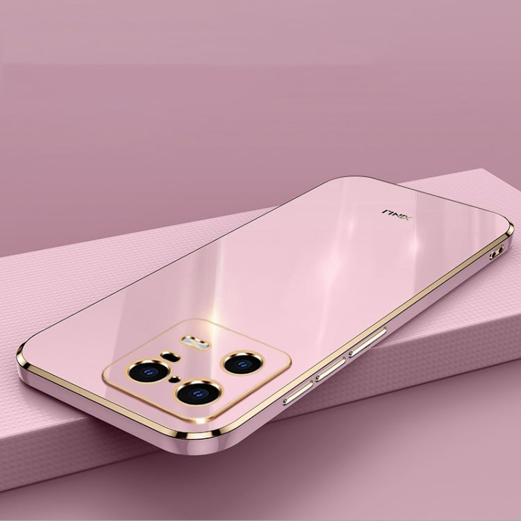 For Xiaomi 13 Pro XINLI Straight Edge 6D Electroplate TPU Phone Case with Ring Holder(Pink)