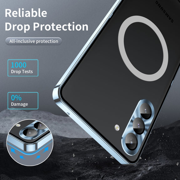 For Samsung Galaxy S23 5G MagSafe Magnetic Frosted Metal Phone Case(Blue)
