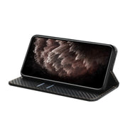 For Samsung Galaxy A34 Carbon Fiber Texture Flip Holder Leather Phone Case(Black)