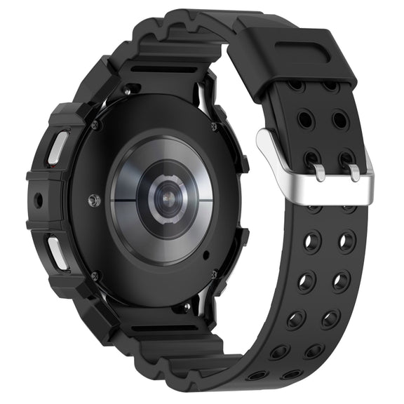 For Samsung Galaxy Watch5 40mm Armor Silicone Watch Band + Protective Case(Black)