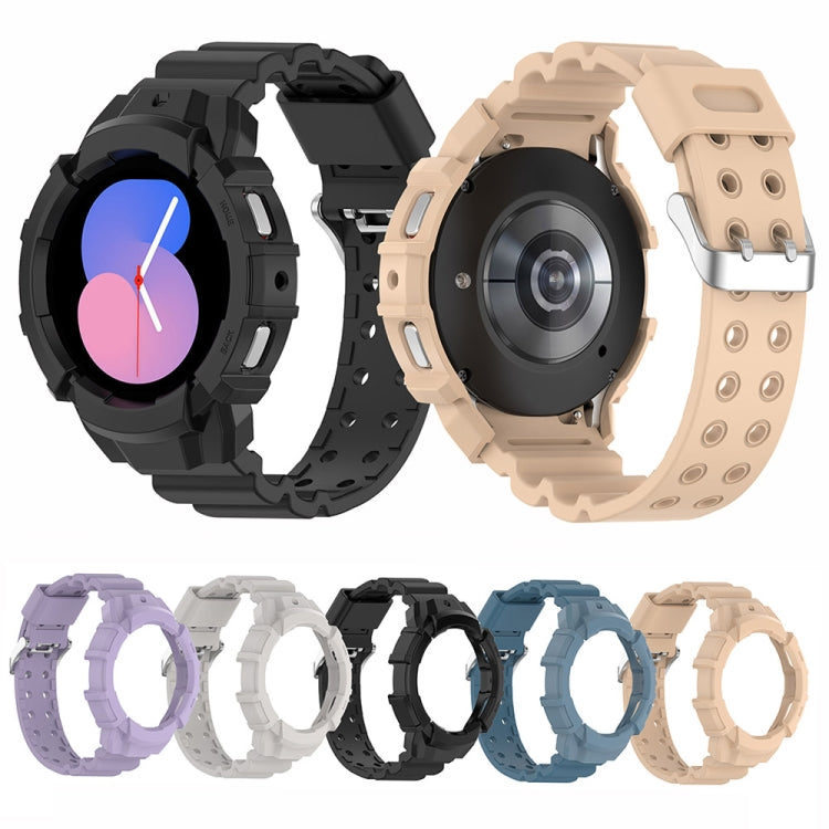 For Samsung Galaxy Watch5 40mm Armor Silicone Watch Band + Protective Case(Black)