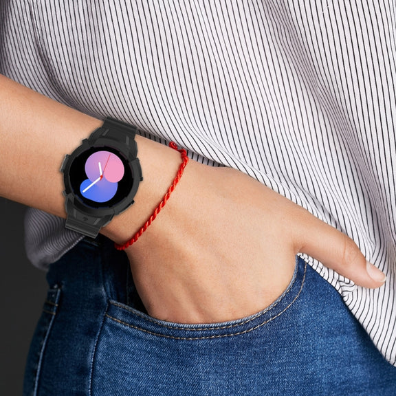 For Samsung Galaxy Watch5 40mm Armor Silicone Watch Band + Protective Case(Black)