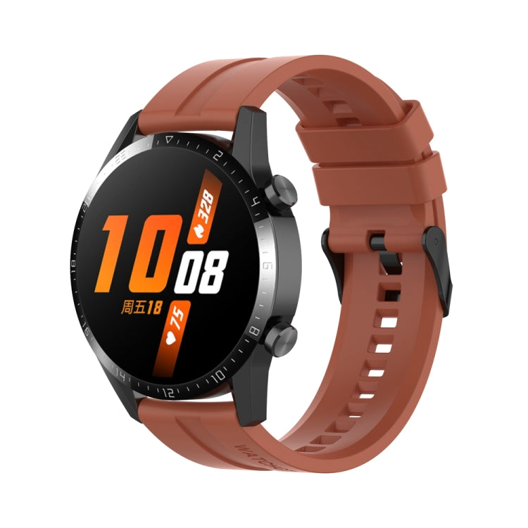 For Huawei Watch Buds 22mm Silicone Black Buckle Watch Band(Cabernet Orange)