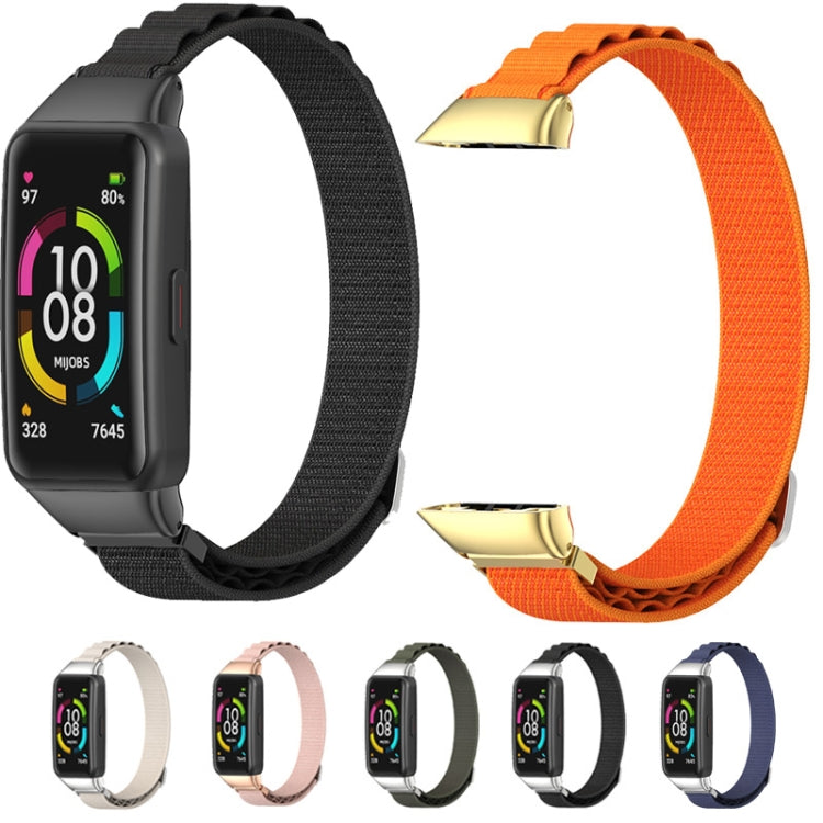 For Huawei Band 7 / 7 NFC MIJOBS Nylon Breathable Watch Band(Army Green Silver)