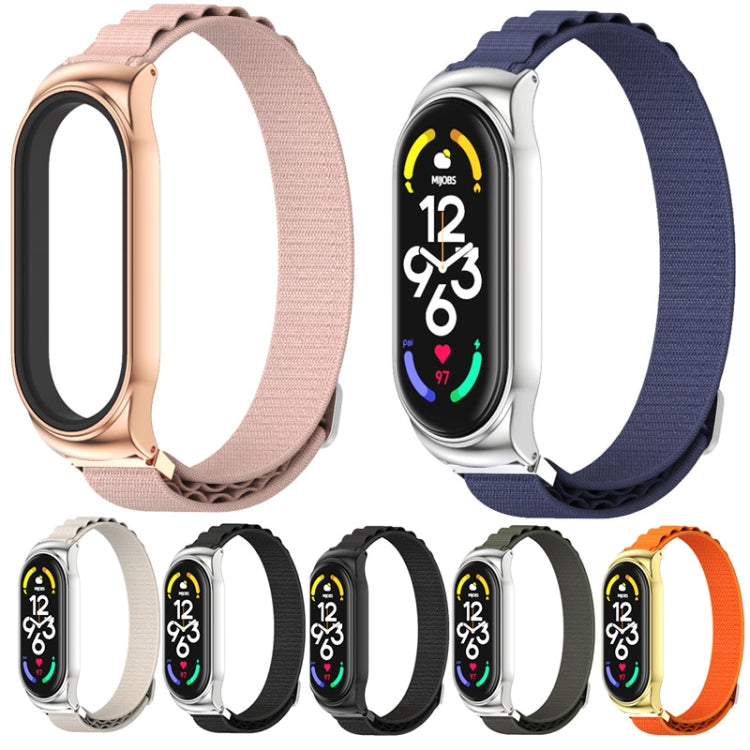 For Xiaomi Mi Band 6 / 5 / 4 / 3 MIJOBS CS Nylon Breathable Watch Band(Army Green Silver)