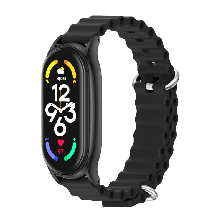 For Xiaomi Mi Band 6 / 5 / 4 / 3 MIJOBS PLUS Marine Silicone Breathable Watch Band(Black) - Watch Bands by MIJOBS