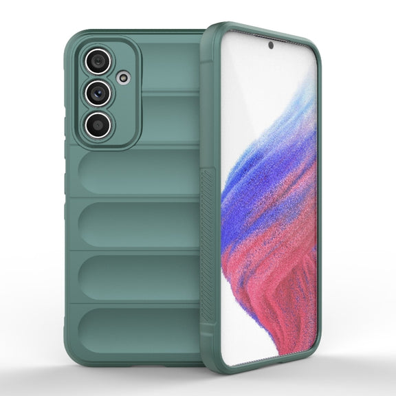 For Samsung Galaxy A54 5G Magic Shield TPU + Flannel Phone Case(Dark Green)