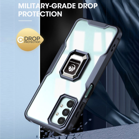For Samsung Galaxy A02 / M02 Armor Shockproof Magnetic Ring Phone Case(Navy Blue)